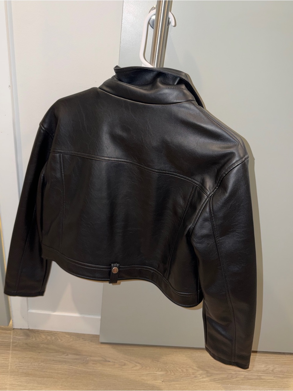 Topshop Black Faux Leather Biker Jacket with Zip Details - Picture 2 of 2